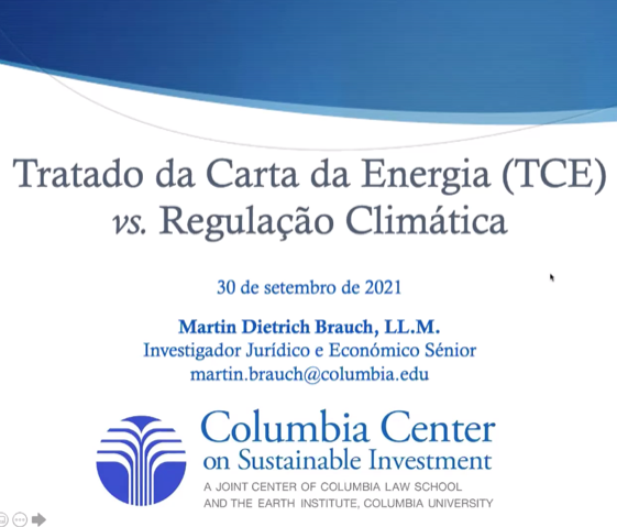 Tratado da Carta da Energia vs. Regulação Climática