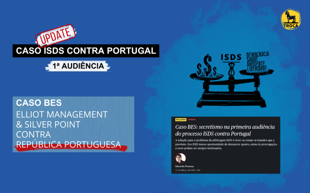 No Jornal Público: Caso BES: secretismo na primeira audiência do processo ISDS contra Portugal